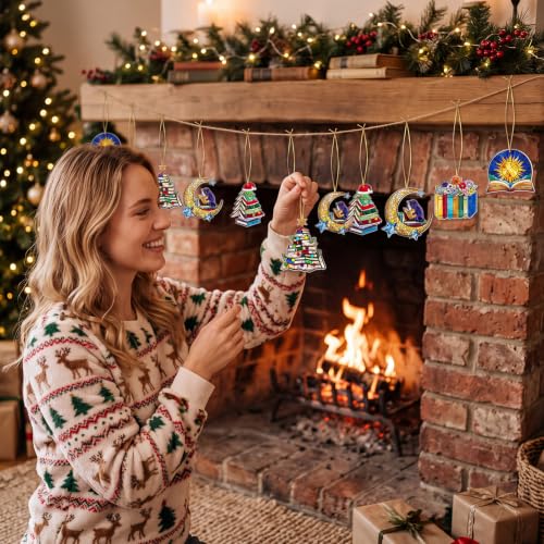Kathfly Acrylic 12 Pcs Christmas Book Ornaments for Book Lovers, Holiday Decor