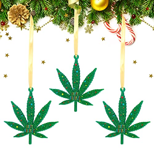 Roowest 24 Pieces Christmas Leaf Ornaments Happy Holidaze Plant Decorations