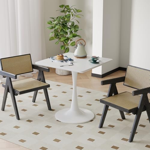24-Inch Small Square Pedestal Dining Table, Mid-Century Modern Bistro Table