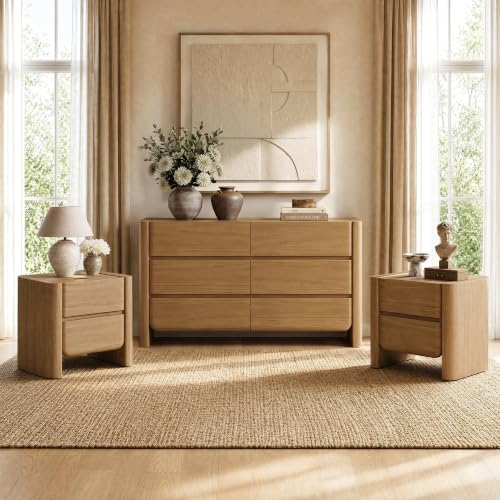 ModernMate 3-Piece Bedroom Furniture Set with Dresser & Nightstands, Walnut Finish