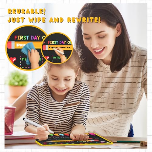 First Day & Last Day of School Reusable Chalkboard Sign with 6 Markers
