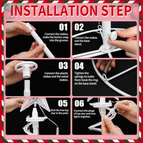 COVFEVER 3-Piece Christmas Spiral Tree Lights Set Warm White 3/4/5 FT Holiday Decor