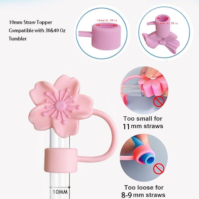 10,20,30,50Pcs Different Random Straw Covers Toppers,Reusable for Tumblers,10 mm Tumbler Cup Accessories