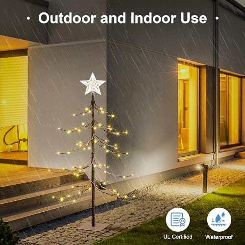 SPIRIT STAR CHRISTMAS CENTER 3FT Lighted Snow Tree with 72 LED Indoor Outdoor Decoration