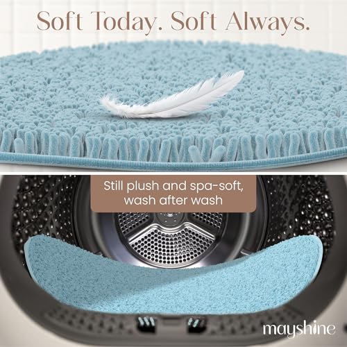 Extra Large Round Chenille Bath Mat - 48" Soft Plush Non-Slip Rug
