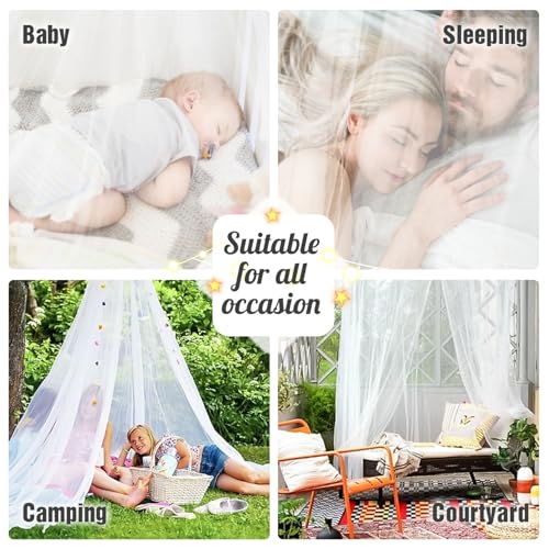 Princess Bed Canopy Net, Round Lace Dome Curtain for Single to King Beds