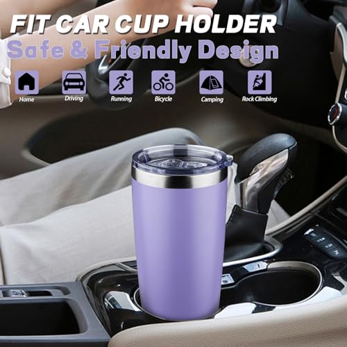20 oz Stainless Steel Insulated Tumbler with Lid and Straw, Light Purple