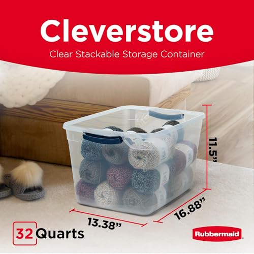 Clear Plastic Storage Bins with Lids 32 Qt 6 Pack