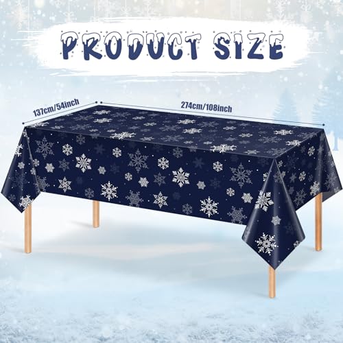 Blue & Silver 3Pcs Snowflake Christmas Tablecloths 54x108in - 3 Pieces