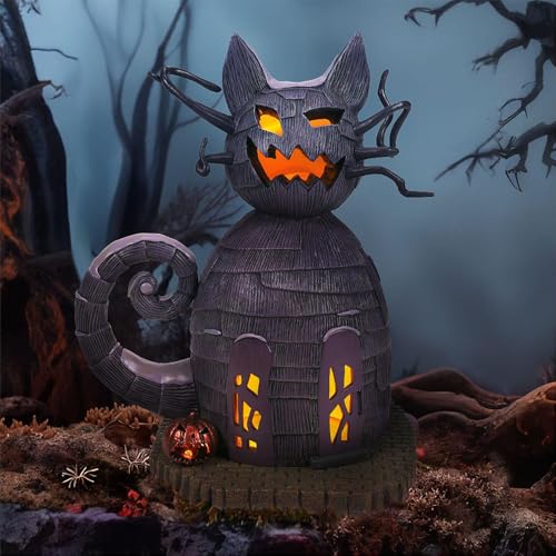 Nightmare Before Christmas Cat House Lit Village Building, 8.27"