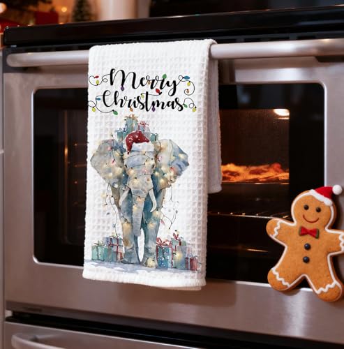 Christmas Elephant Kitchen Hand Towels Animal-elephant 16x24 Inch, Gifts for Elephant Lovers