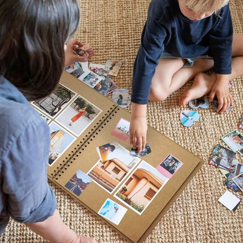 7x7 Scrapbook Album, 40-Page Kraft Paper Memory Book for Photos & Keepsakes