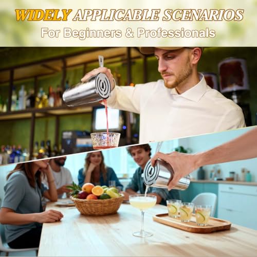 Mwellewm Silver 15-Piece Cocktail Shaker Set Boston Bartending Kit