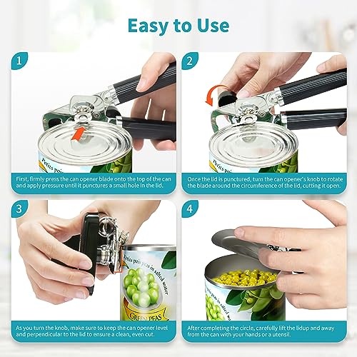 Heavy Duty Manual Can Opener, Stainless Steel Smooth Edge Handheld Tool