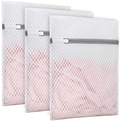 3-Piece Honeycomb Mesh Laundry Bags for Delicates, Small 9x12 Inch
