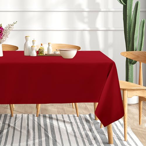 Sancua Red Tablecloth 60x102 Inch, 6 Pack for 6ft Tables - Polyester Wrinkle-Free