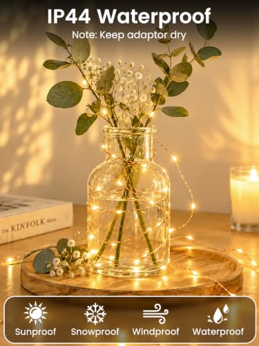 BHCLIGHT 2 Pack 198 ft 600 LED Warm White Fairy Lights with Remote, IP44 Waterproof