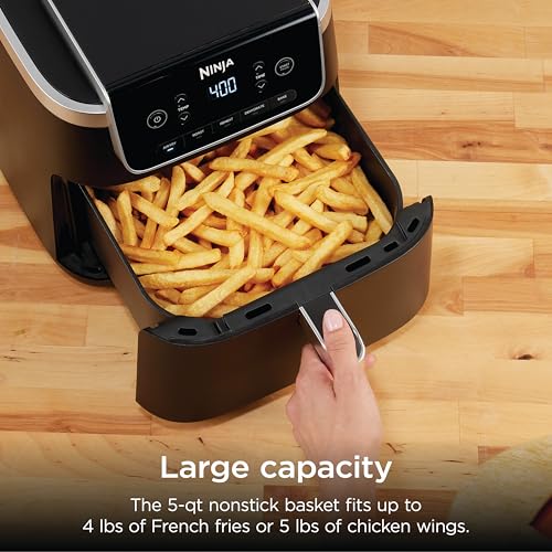 5-in-1 Air Fryer Pro 5 Qt, 1750W Countertop Electric Cooker - Grey