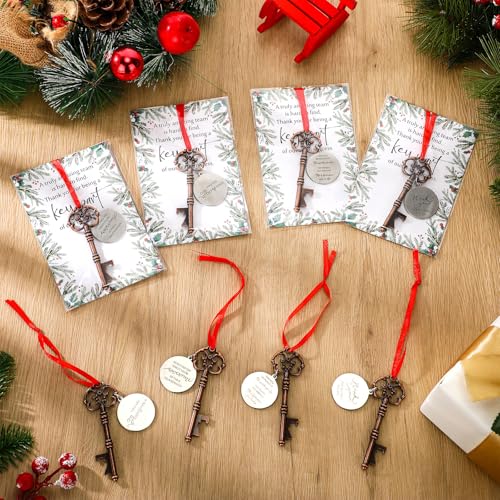 Landical 50 Sets Christmas Employee Gift Set with Bottle Openers & Thank You Cards, 4 Styles