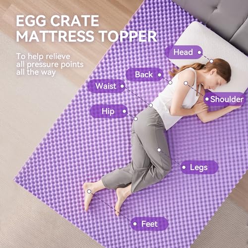 SINWEEK 2 Inch Cooling Egg Crate Memory Foam Mattress Topper, Twin Size