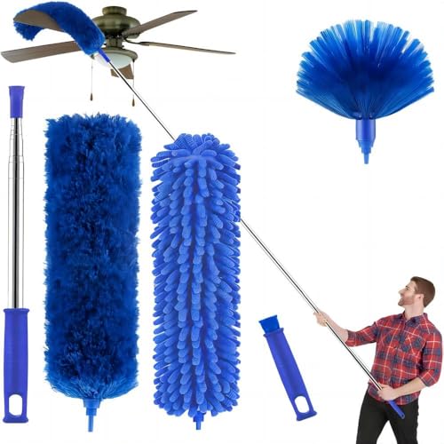 Cobweb Duster with 15-100 Inch Extension Pole & 3 Washable Heads