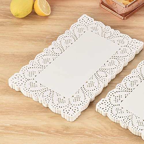 12x16 Inch Rectangle Paper Doilies, White Lace Disposable Placemats, 100 Pack