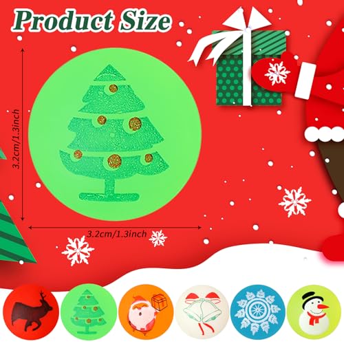 100 Pcs Christmas Glow in The Dark Bouncy Balls 1.25 Inch Bulk Holiday Party Favors