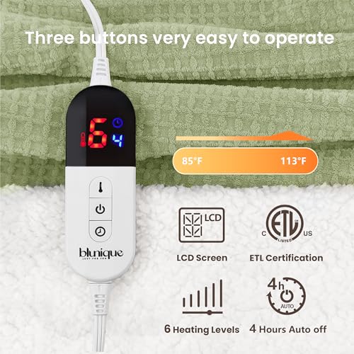 Electric Heated Blanket Throw - 50x60 Inches Sherpa Fleece