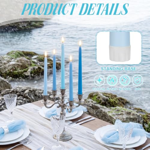 Rossesay 48 Pcs Blue Flameless Taper Candles LED Flickering Candles