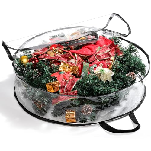 2 Pack Clear Wreath Storage Bag 30 Inch Waterproof Container with Handles