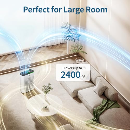 Large Room Air Purifier with True HEPA Filter and Air Quality Display