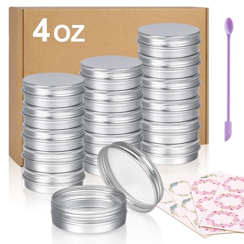 24-Pack 4 OZ Aluminum Tin Containers with Lids & Stickers