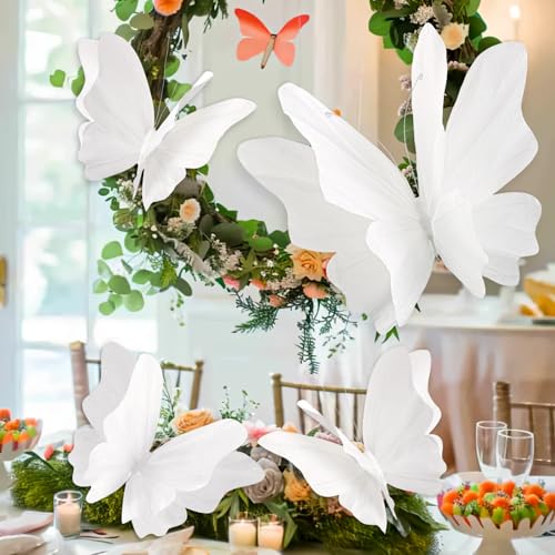 Large 3D White Paper Butterfly Hanging Decorations for Party Wall Decor