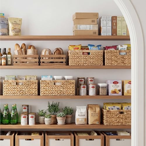 Large Woven Water Hyacinth Storage Basket with Built-in Handles