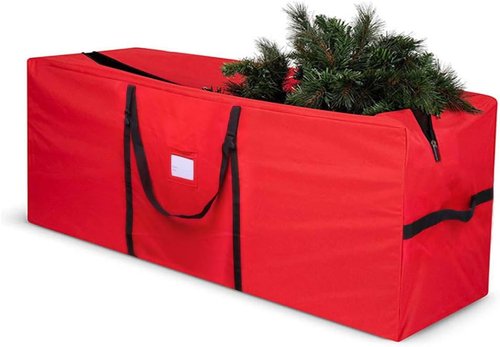 Heavy Duty Christmas Tree Storage Bag by [Brand Name] - Fits Up to 7.5 Ft Trees | Durable 600D Oxford with Dual Zipper & Handles (Red)