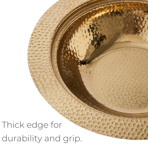 10-Inch Hammered Gold Offering Plate for Church Tithes and Donations