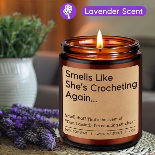 Fairy's Gift Crochet Candle - Lavender Scented Knitting & Crocheting Gift for Women