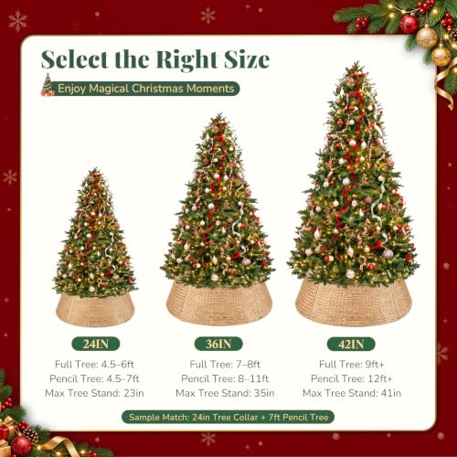 DUMOS 42 Inch Woven Christmas Tree Collar, Water Hyacinth, Natural