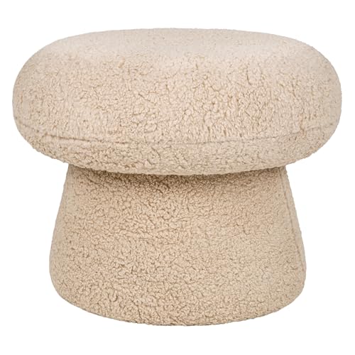 Plush Round Mushroom Pouf Ottoman - Chai Shearling Nursery Footrest