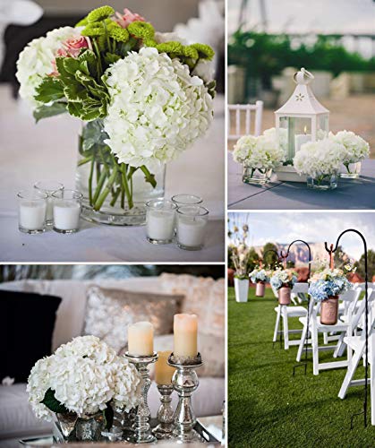 Silk Hydrangea Flower Heads with Stems - Pack of 10 (White)