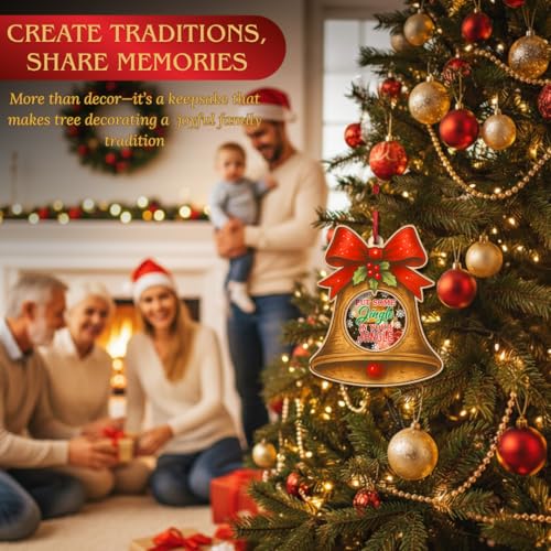 Bell Ornaments for Christmas Tree - Double Layer Wood & Acrylic 3D Bell, Rustic Keepsake Gift