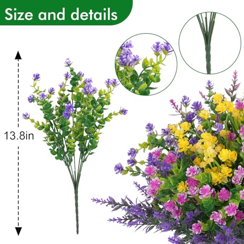 12 Pcs Artificial Outdoor Flowers - UV Resistant Faux Plants for Home Decor