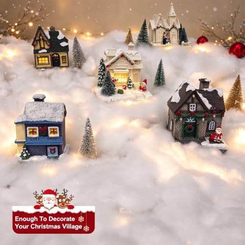 Fake Snow Decorations for Christmas, 75 sqft Fiber Artificial Snow Cotton for Holiday Decor