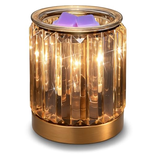 Electric Wax Melt Warmer with Golden Crystal Design, Fragrance Lamp