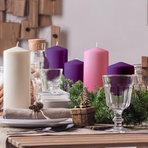 MTLEE 5 Pack Christmas Advent Pillar Candles - Church & Holiday Decor, 3x6 Inch, Gift Set