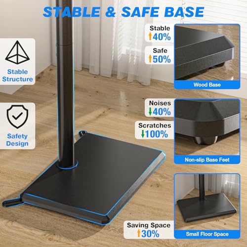 Swivel Floor TV Stand for 32-65 Inch Screens, Height Adjustable Mount