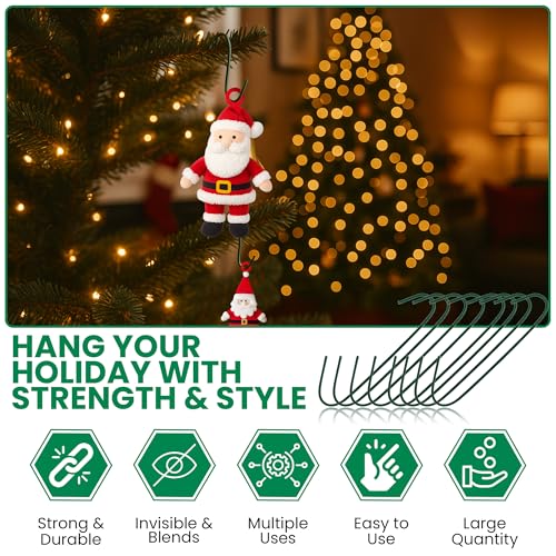 Heavy Duty Green Christmas Tree Ornament Hooks - 450 Pack (1.4 & 2.5 Inch)