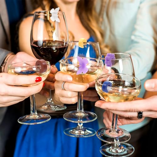 48 Pcs Silicone Wine Glass Charms Drink Markers for Stemware - Lusofie