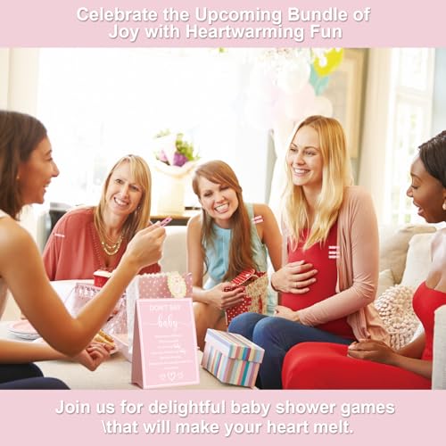 Don't Say Baby Shower Game Set with 52 Pink Clothespins and Sign