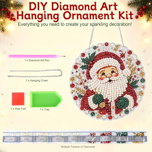 Christmas Pearl Diamond Painting Suncatcher Kit - 3D Beaded Holiday Wall Decor